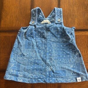 Blue Bandana-Print Kids Pinafore Dress